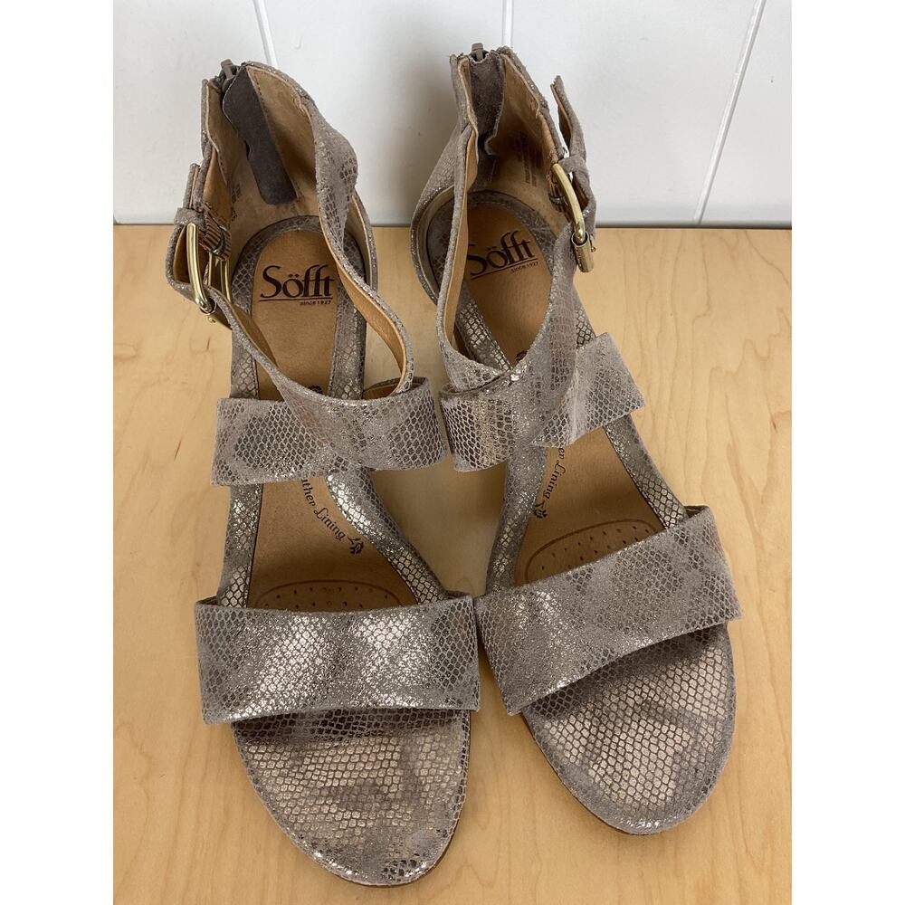 Soffit Mauldin Women's Python Snake Print Bistro Wedge Sandals‎ Size 9.5 - Picture 2 of 7